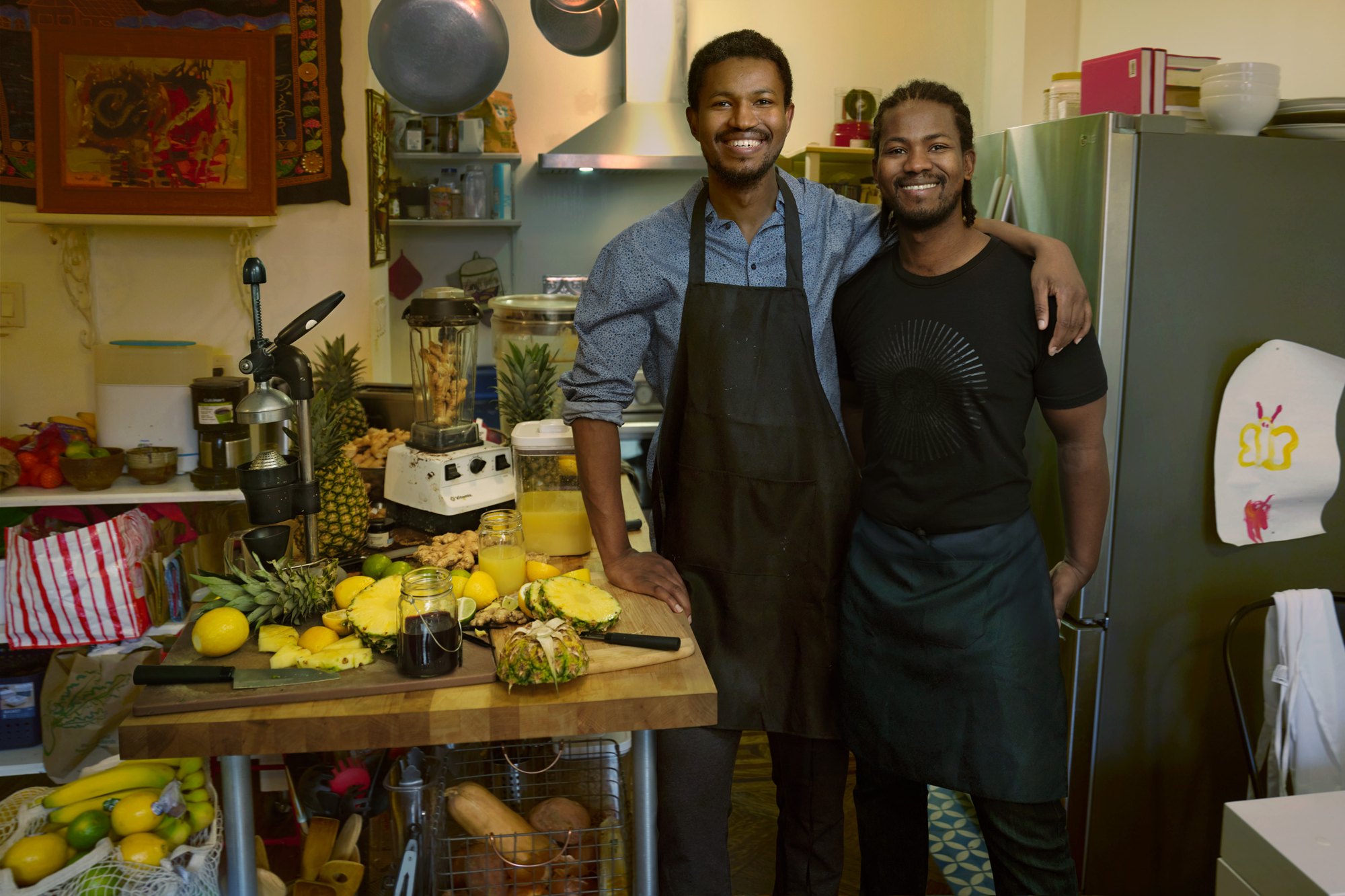 The Diallo brothers of Ginjan Bros. in their kitchen