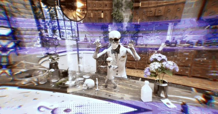 Bones in a virtual apothecary environment