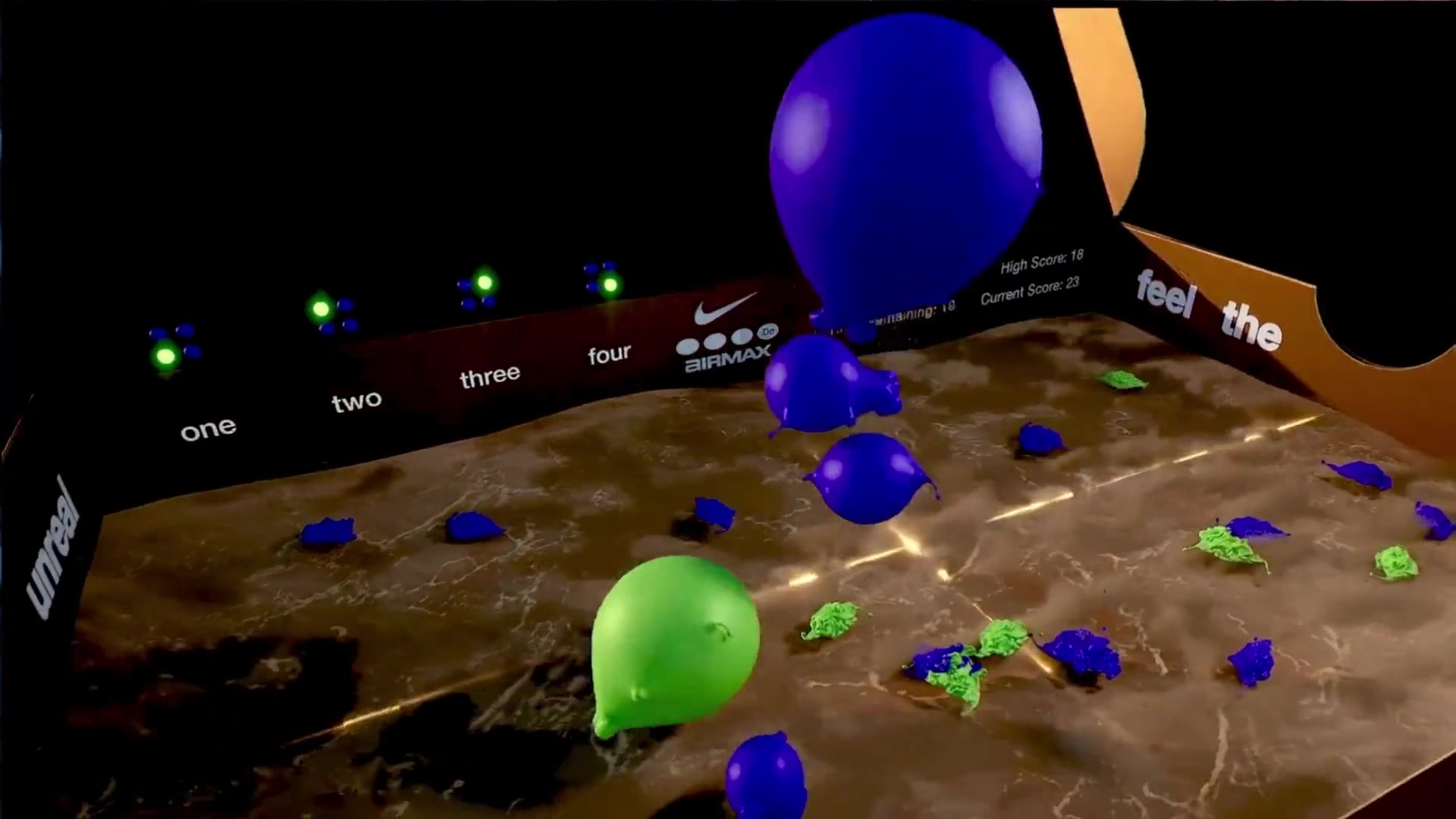 The Air Max livestream game: balloons falling onto a branded play floor built in Unreal Engine