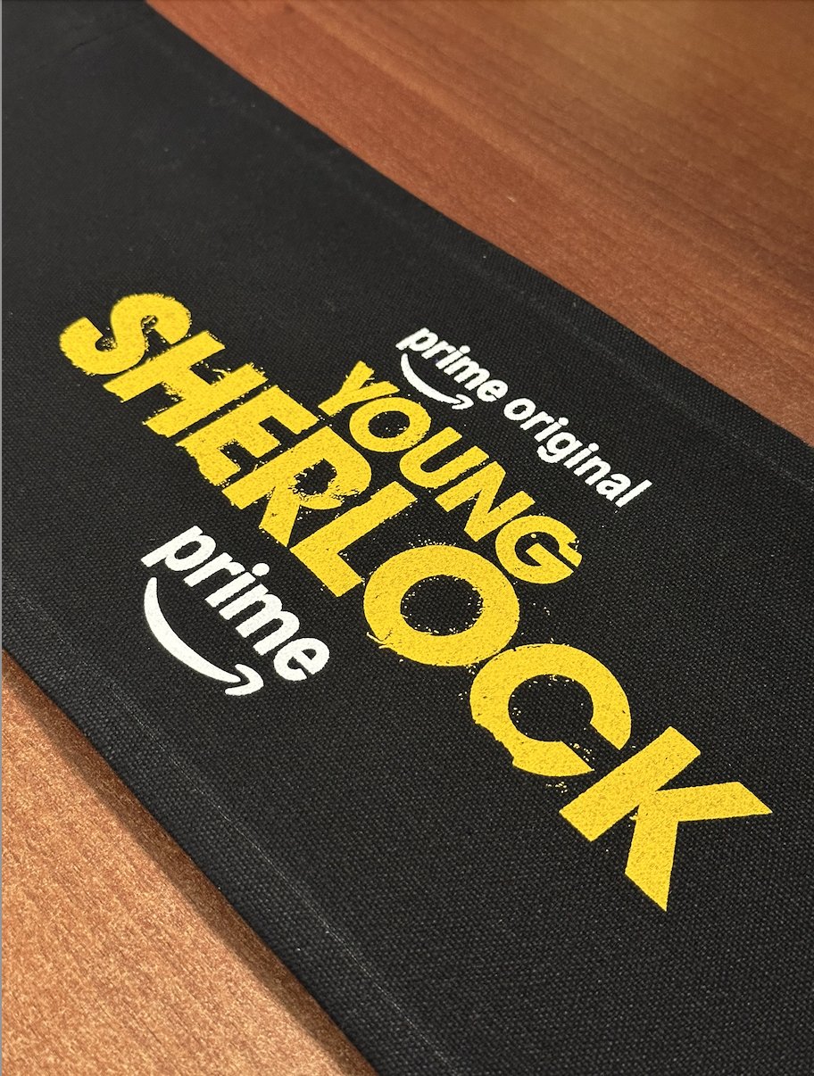 A Young Sherlock branded director’s chair back