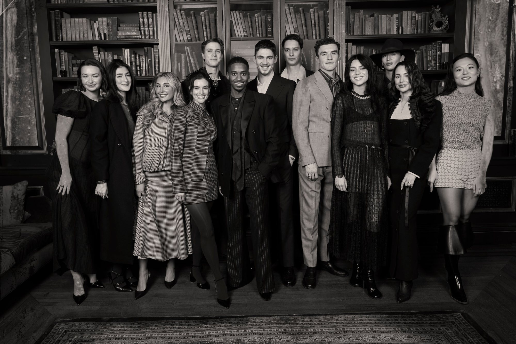The creators and the cast of Young Sherlock together in the library at The Raines Law Room