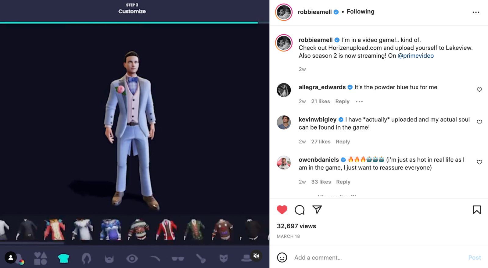 Cast and show channels sharing the Lakeview avatars on Instagram
