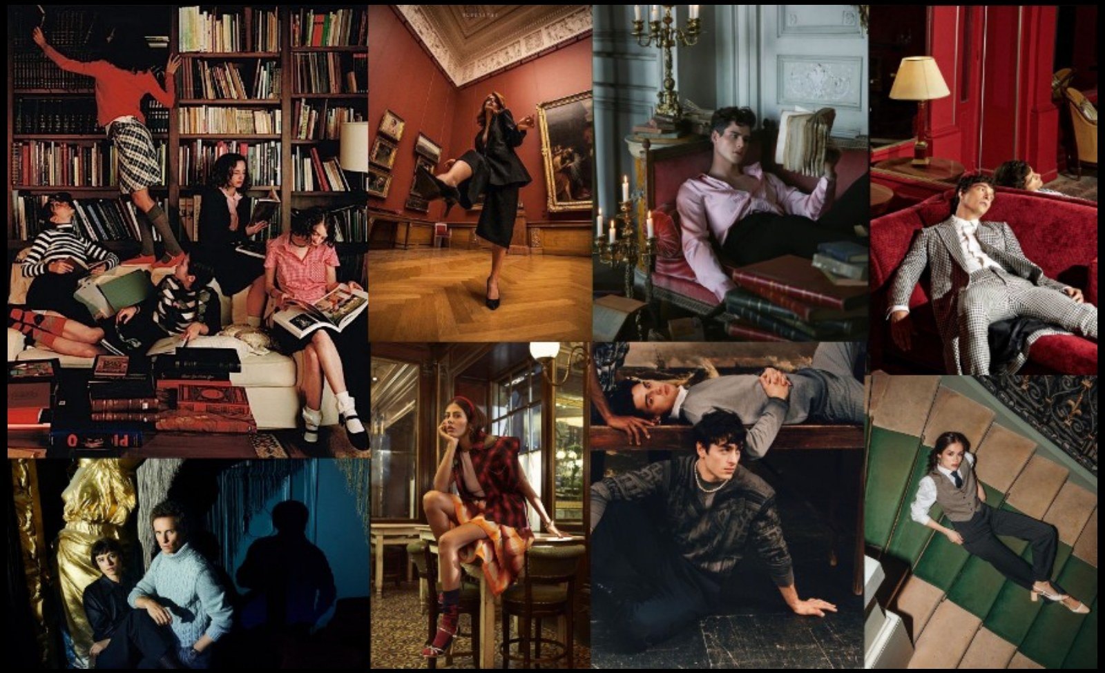 The client moodboard: library interiors, tailoring, tweed and velvet